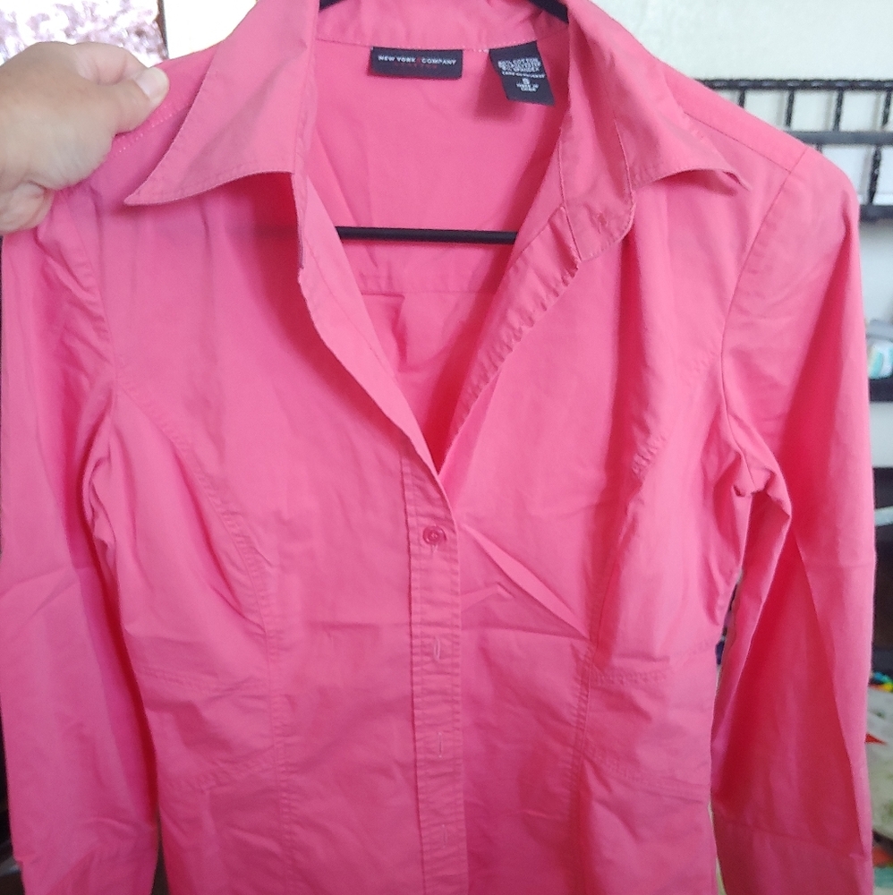Pink button down collar shirt